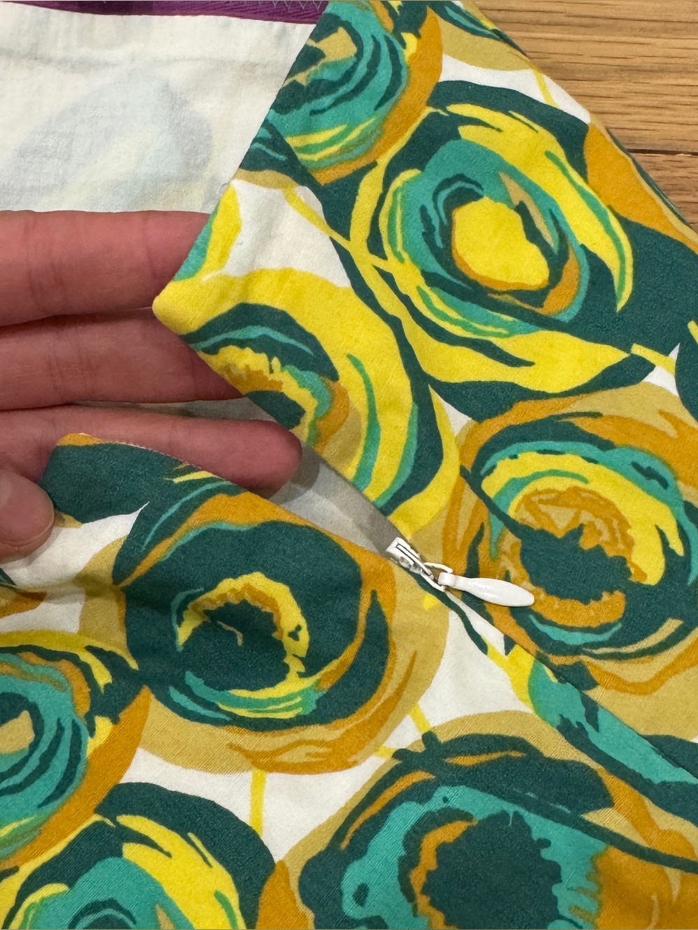 Boden Floral Green and Yellow A-Line Cotton Skirt Size 6 - Picture 4 of 6